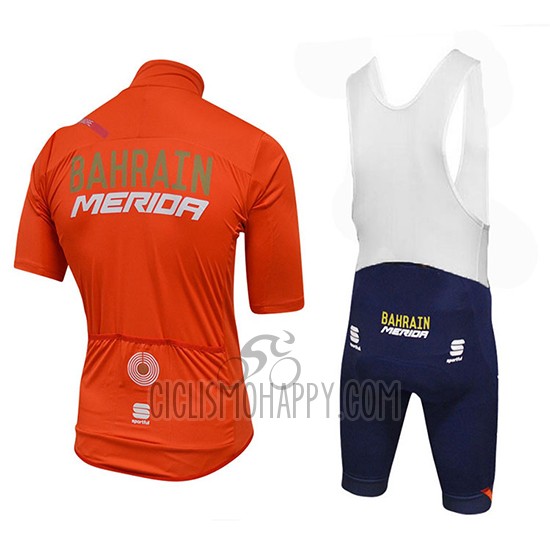 Bahrain Merida SS Cycling Jersey Bib Short 2018 Short Sleeve Orange